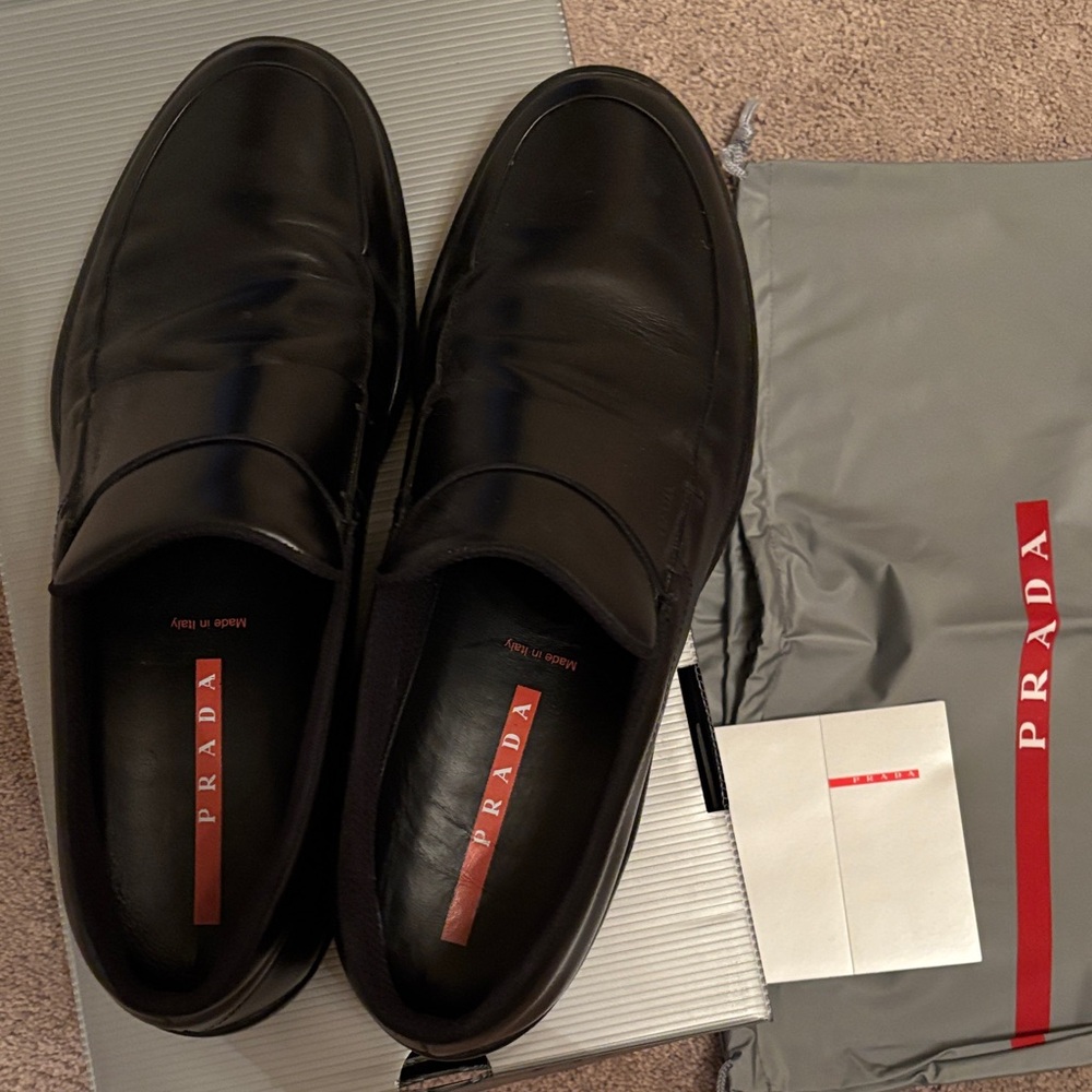 Prada Men's Classic Black Leather Loafers